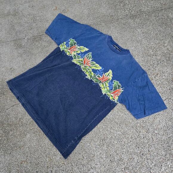 Vtg 90s Og NAUTICA Leaves Wraparound Graphic Colorblock Athletic Tee Shirt XL - Picture 2 of 7